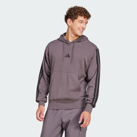 Sweat-shirt à capuche french terry 3 bandes Essentials