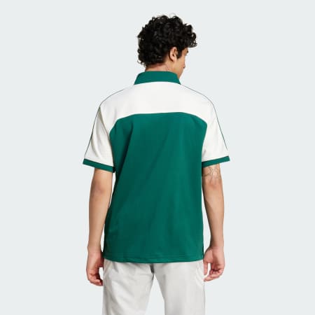 Tricou polo premium din plasă, cu 3 dungi și guler Perkins, în stilul anilor '80