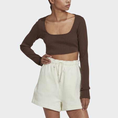 Studio Lounge Ribbed Cropped Long Sleeve Tee