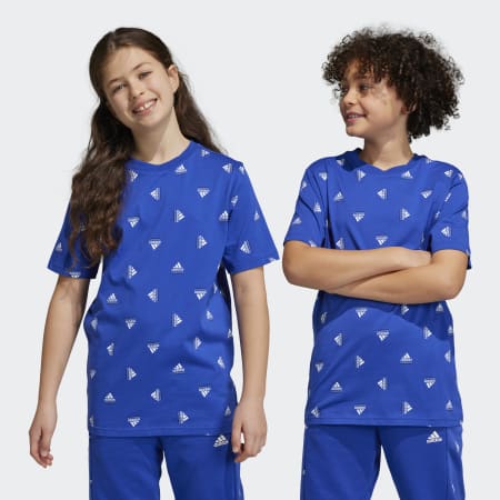 Kids Clothing - Brand Love Allover Print Tee - Blue | adidas Egypt