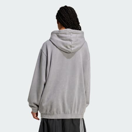 Acid-Washed Oversized Zip Hoodie - Grey | adidas Hong Kong