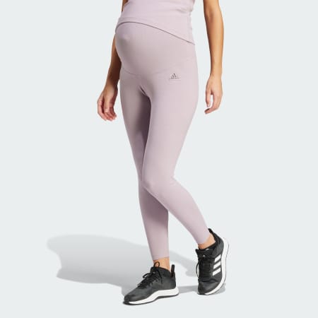 adidas Ribbed High-Waist 7/8 Leggings (Maternity) - Purple