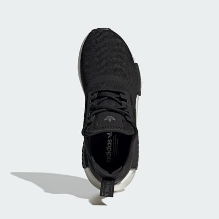 nmd black with white writing