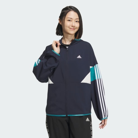 Seasonal Sportswear Loose Fit Colorblock Hooded Cloth Jacket