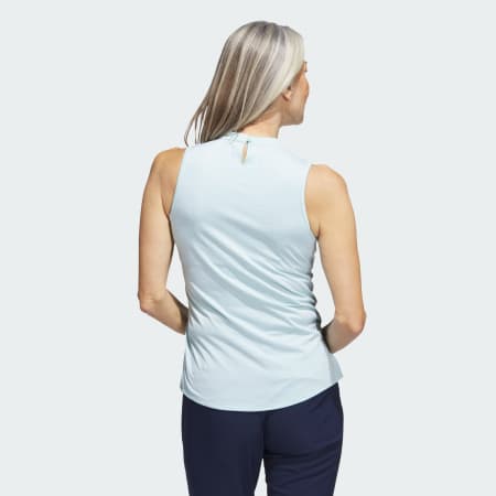 Essentials Heathered Mock-Neck Sleeveless Golf Polo Shirt