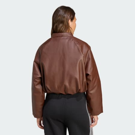 Pleather Bomber Synthetic Down Jacket