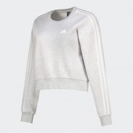 Clothing - ESSENTIALS FLEECE 3-STRIPE CREW SWEATSHIRT - Grey | adidas ...
