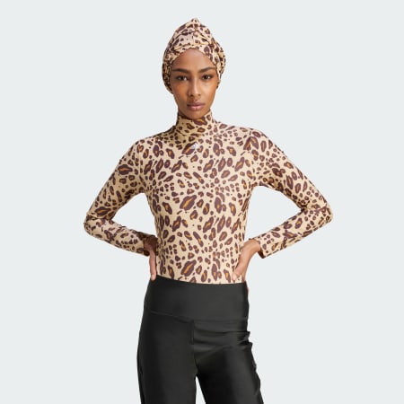 Essentials Animal Print Long Sleeve Swimsuit