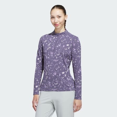 Ultimate365 Printed Quarter-Zip Mock Neck Top
