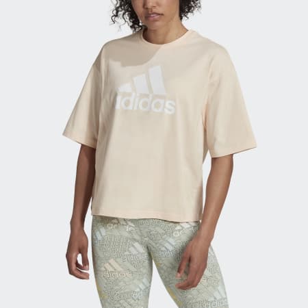 Essentials Multi-Colored Logo Loose Fit Cropped Tee