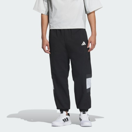 Wording Pack Loose Fit Mesh-Lined Woven Elastic Hem Pants