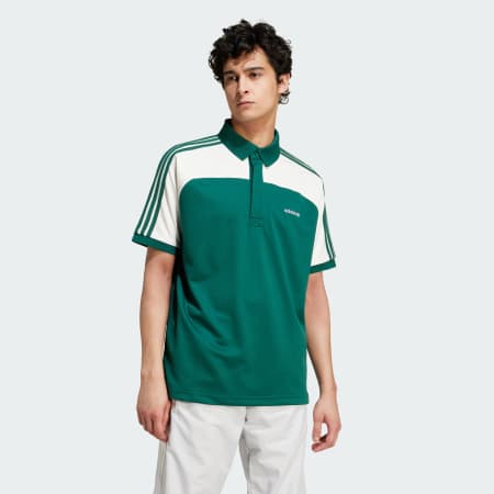 Tricou polo premium din plasă, cu 3 dungi și guler Perkins, în stilul anilor '80