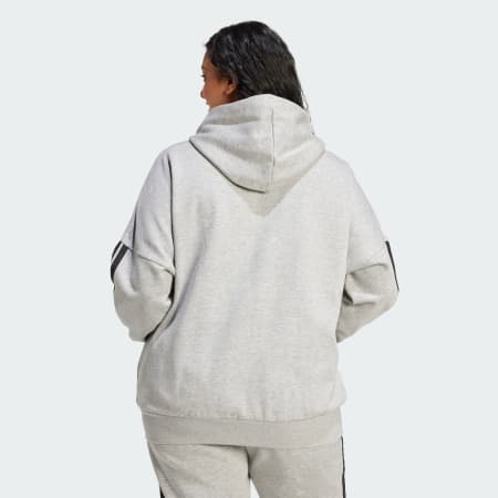 Hanorac Essentials din fleece, cu fermoar lung și 3 dungi (Mărime mare)