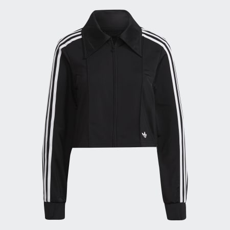 Cropped Wide Collar Track Jacket with Fashionable Side Zips