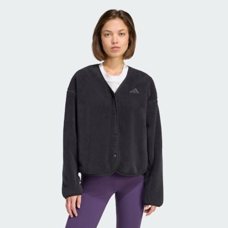 Cardigan din fleece Future Icons cu 3 dungi