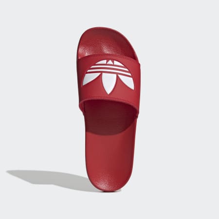 Red adidas slides women hot sale