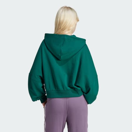 Gradient Trefoil Loose Crop Hoodie