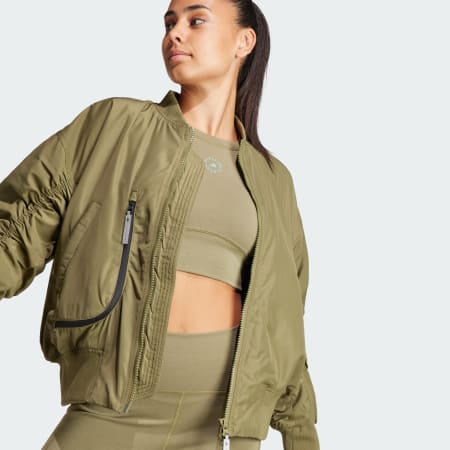 Adidas olive green bomber hot sale jacket