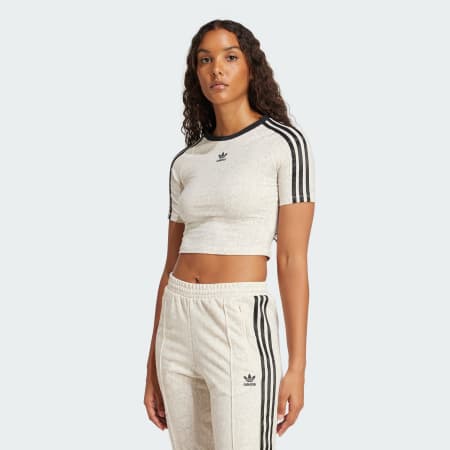 CLOTHING - Snakeskin 3-Stripes Baby Tee - White | adidas Oman CLOTHING - Snakeskin 3-Stripes Baby Tee - White | adidas Oman