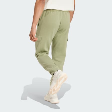 Pantaloni cargo Essentials conici din lână fleece, cu croială regular