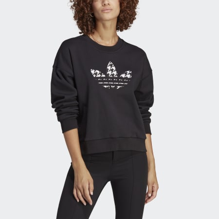 Houndstooth Trefoil Infill Graphic Long Sleeve Sweatshirt