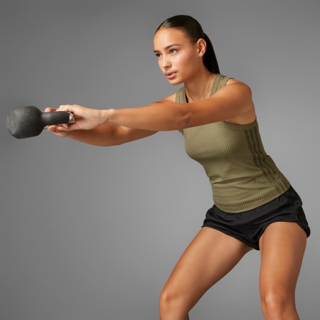 All Gym Seasonal Rib Tight Fit Tonal 3-Stripes Tank Top