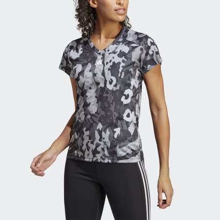 AEROREADY Train Essentials Minimal Branding V-Neck Floral Print Tee