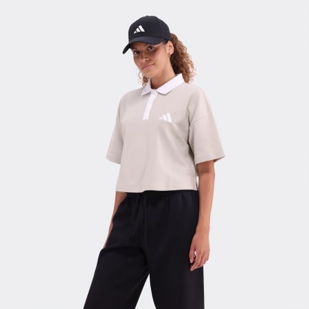 Cropped Piqué Polo Shirt