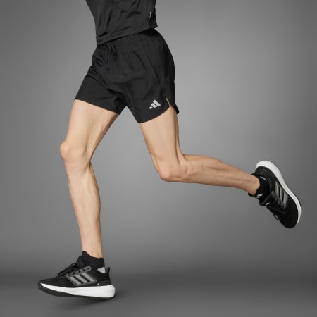 adidas Running Own The Run 3 inch split shorts in black