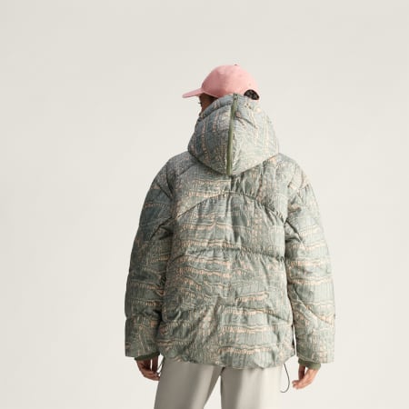 Geacă căptușită de iarnă cu imprimeu adidas by Stella McCartney de lungime medie