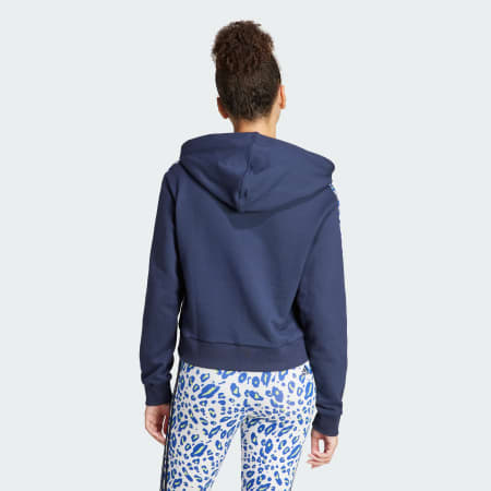 Essentials 3-Stripes Animal Print Relaxed Hoodie