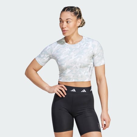 Techfit Camo Print Crop Training Tee