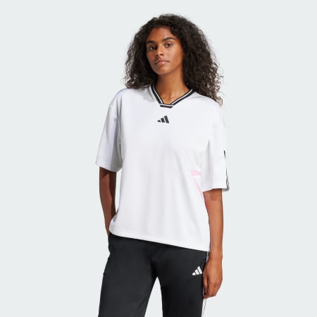 T-shirt boyfriend colorblock 3 bandes coupées Tiro