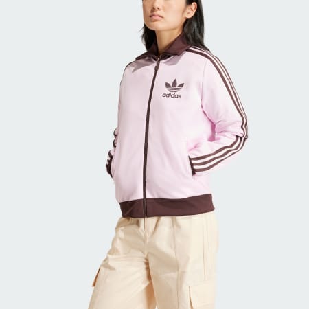 adidas Satin SST Track Jacket (Plus Size) - Beige, Women's Lifestyle