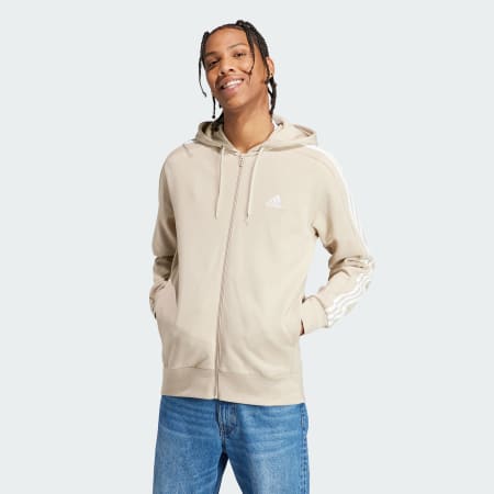 Essentials French Terry 3-Stripes Full-Zip Hoodie