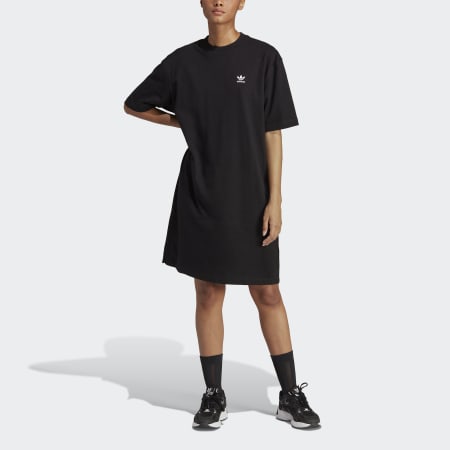 Women's Clothing - Adicolor Big Trefoil Tee Dress - Black | adidas Oman