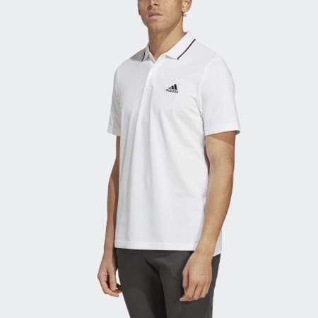 Men's Clothing - Essentials Piqué Small Logo Polo Shirt - White ...
