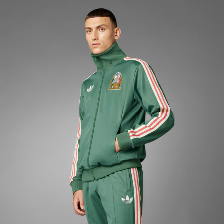 Green and gold adidas hot sale tracksuit