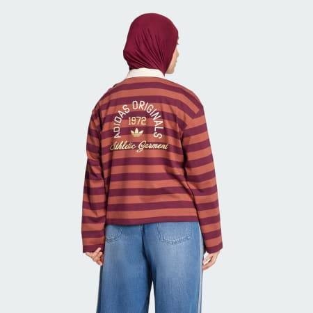 adidas Originals ATHL DEPT 條紋長袖圖案 POLO T 恤