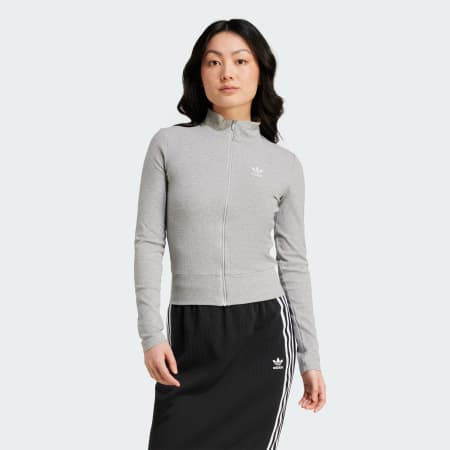 Chaqueta Deportiva Essentials Acanalada Cierre Frontal