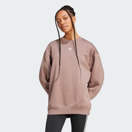 Essentials Fleece Long Oversized Crew Sweatshirt