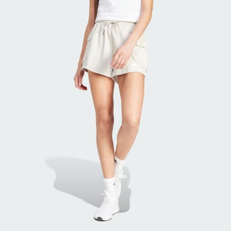 Pantaloni scurți cargo Essentials din material flaușat, cu logo mic