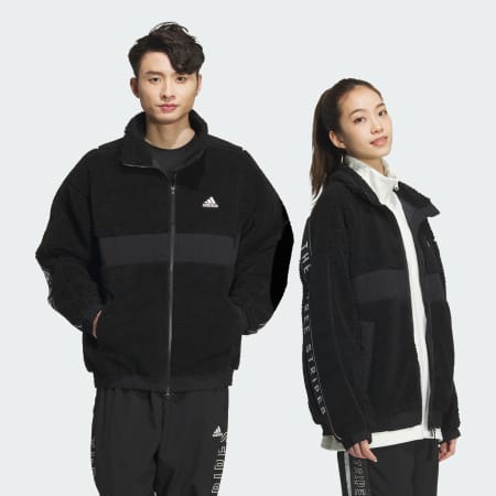 ★adidas★W LOUNGE WARM BOA JACKET ジャケット★追跡可 Wording Pack Loose Fit Boa Jacket (Gender Neutral) - Black