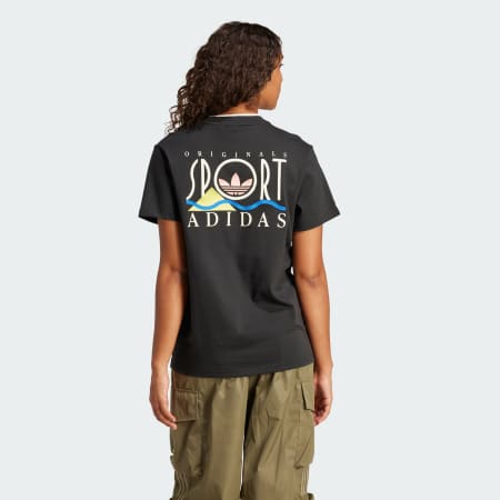 Tricou larg cu imprimeu grafic și 3 dungi adidas Sports