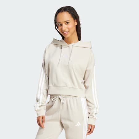 Essentials 3-Stripes French Terry Crop Hoodie