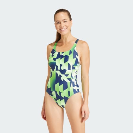 3-Stripes Graphic V-Back Swimsuit