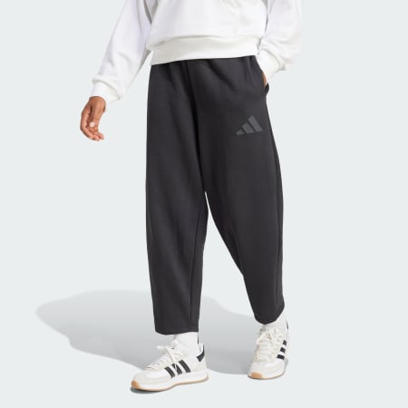 Pantaloni barrel Essentials din lână fleece cu logo contemporan