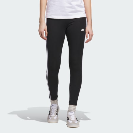 بنطال ضيّق Essentials 3-Stripes High-Waisted Single Jersey