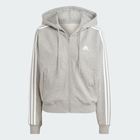 جاكيت بقبعة Essentials 3-Stripes French Terry Bomber Full-Zip
