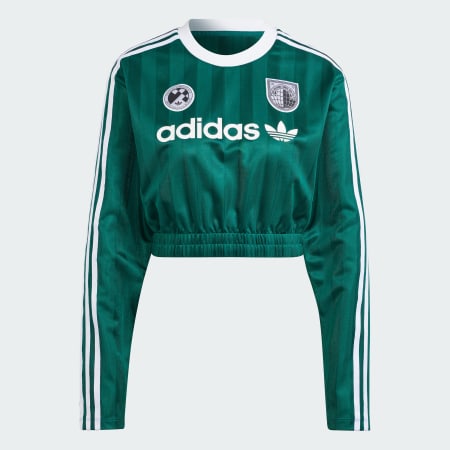 ★adidas★ 3S Crop Long Sleeve Tee Green IR8136 CLOTHING - 3-Stripes Cropped Long Sleeve Tee - Green